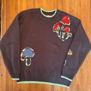 Urban Outfitters Men’s Sweater Brown Boho Style With Mushrooms size L